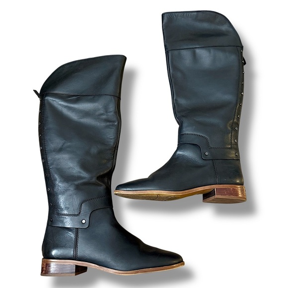 Franco Sarto Leather Roxie Riding Boot Women’s 8.5 Studded Equestrian Cowgirl - Picture 1 of 12